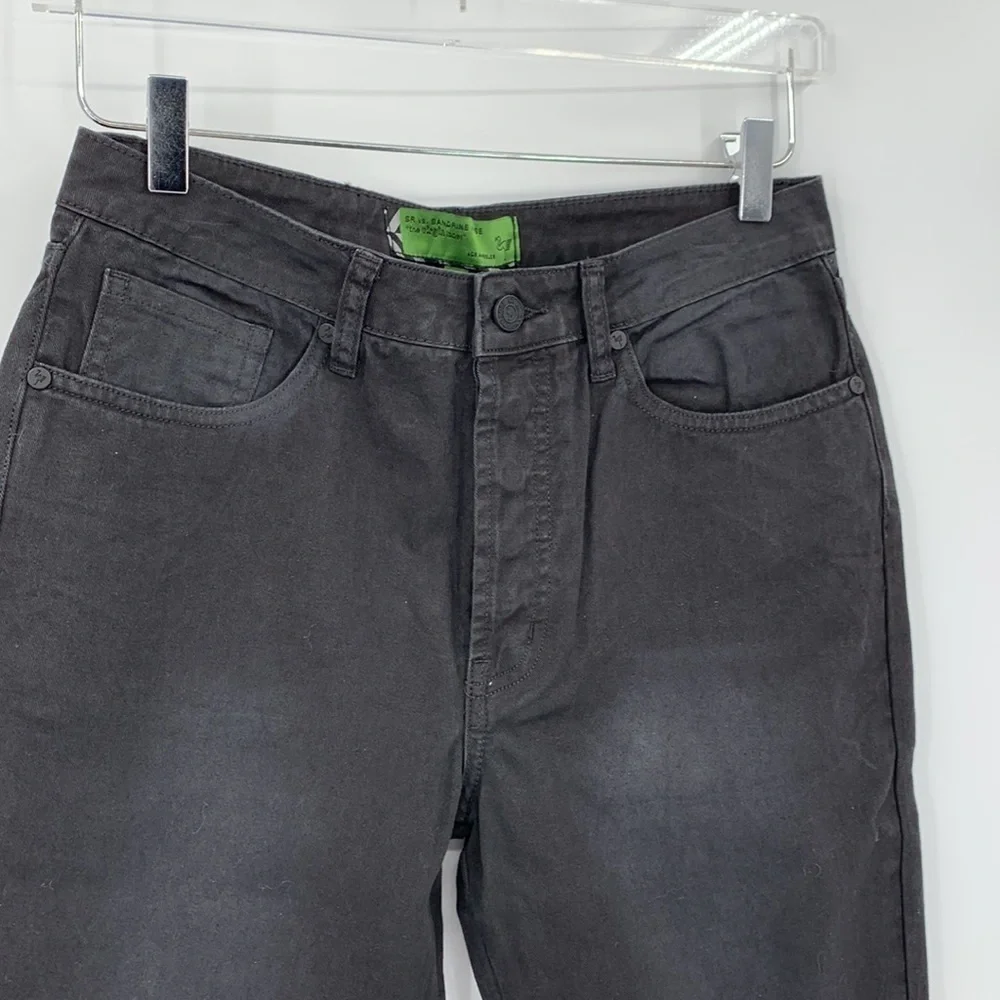Sandrine Rose straight leg ankle jeans button fly Dark black denim new 25